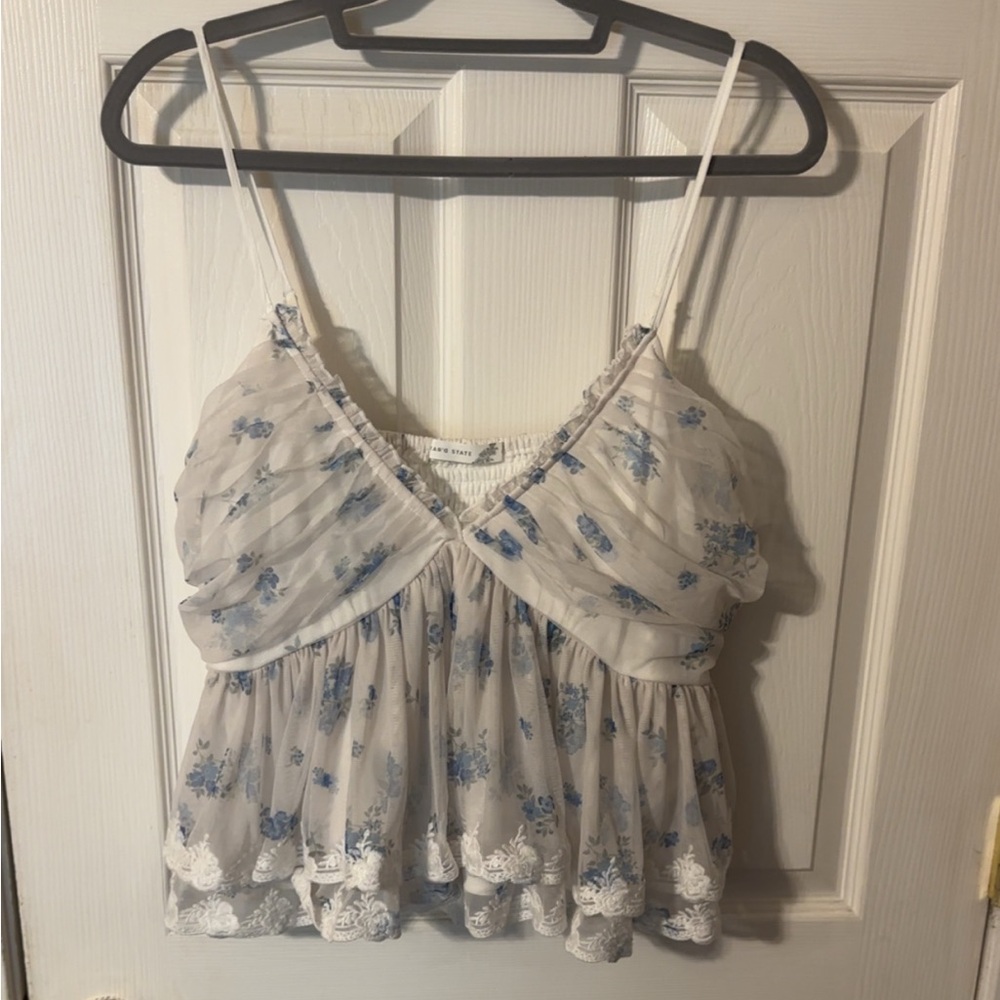 Altar'd State Cream Ruffled Spaghetti Strap Camisole
